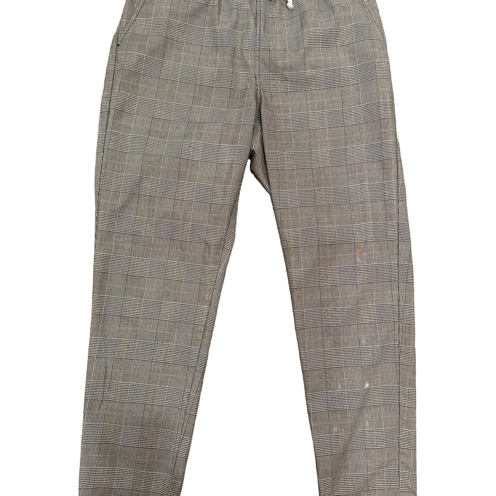Original Use Jogger Pants Women's Sz M Stretch Plaid Draw String Black White